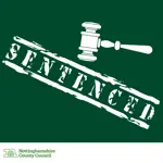 Sentenced written as a rubber stamp mark next to a gravel