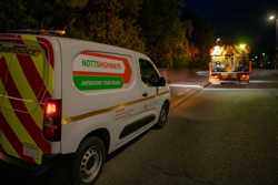 Via highways van parked at nightworks on A38