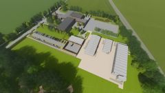 Artist impression of how the site will look with four new buildings next to the original building which is currently closed