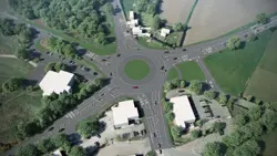 Ollerton roundabout from the sky