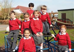 A group of primary school children. 