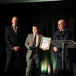 Archie Matthews accepting the Outstanding Achievement 4Uth Award 2025
