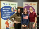 Maddie Popoola, Ella Bower and Órlaith Green in the NottAlone Podcast recording studio