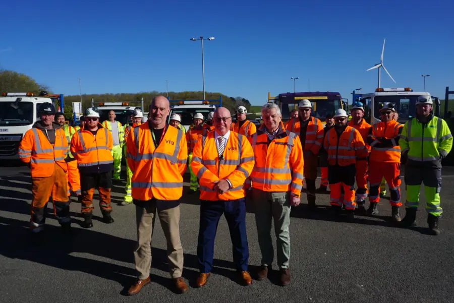 Pictured is Councillor Mick Barton, centre, with Councillor John Semens, left, and Councillor Bert Bingham with the new crews of repair teams.