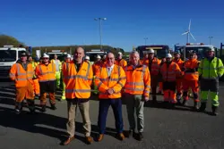 Pictured is Councillor Mick Barton, centre, with Councillor John Semens, left, and Councillor Bert Bingham with the new crews of repair teams.