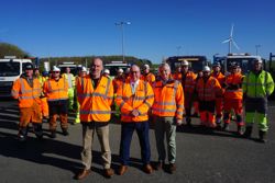 Pictured is Councillor Mick Barton, centre, with Councillor John Semens, left, and Councillor Bert Bingham with the new crews of repair teams.