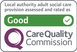 Badge showing “Good” rating for local authority adult social care from the Care Quality Commission.